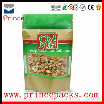 reclosable ziplock kraft stand up package bag for spice, tea, cookie , dry fruit, coffee packing